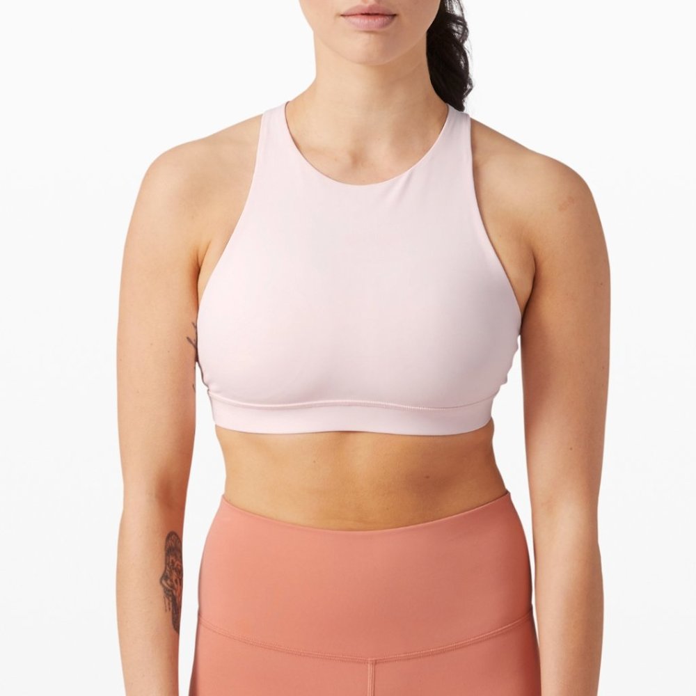 Lululemon Energy Bra High Neck Pink Glow NEW 10